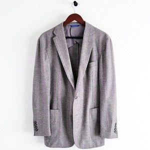Adrian Jules Sport Coat Flannel Wool Blazer Plaid Gray Purple Mens 43